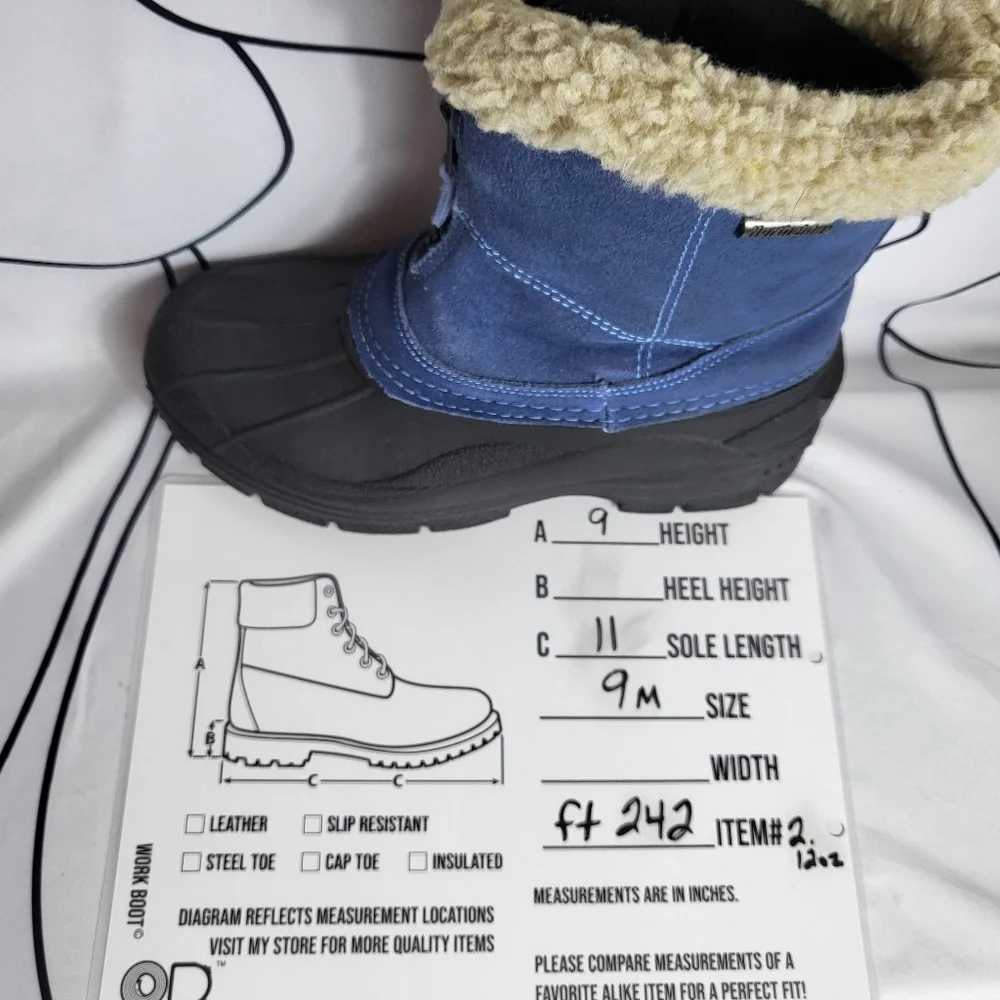 Northside ThermoLite Thin Insulation 9 Denim Blue Black Suede Zip Ankle Boots - Picture 9 of 9